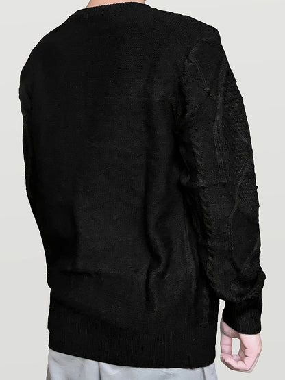Men'S Knitted Acrylic Pullover Sweater with a Round Neck And Long Sleeves, Made from Knitted Fabric, Featuring a Casual Regular Fit Suitable for Weekends - Fall/Winter Collection