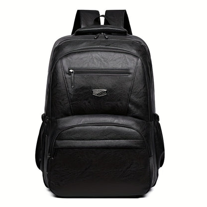 Men's Vintage PU Large Capacity Multi-Pocket Backpack, Casual Commuter Travel Backpack - ayq
