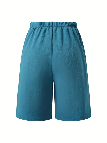Women's Vacation Shorts Solid Color Polyester Lightweight
