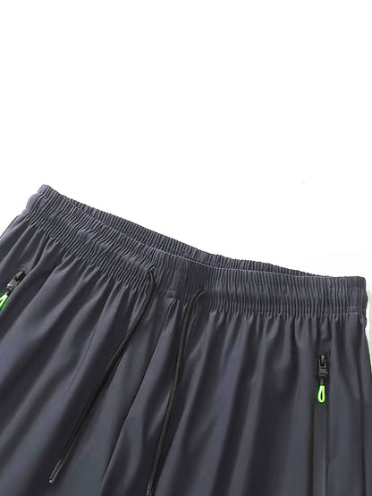 Stylish Men'S Graphic Print Shorts - Elastic Waist, Zipper Pockets, Breathable Fabric, Active Fit, Summer Essentials, Comfortable Drawstring Design