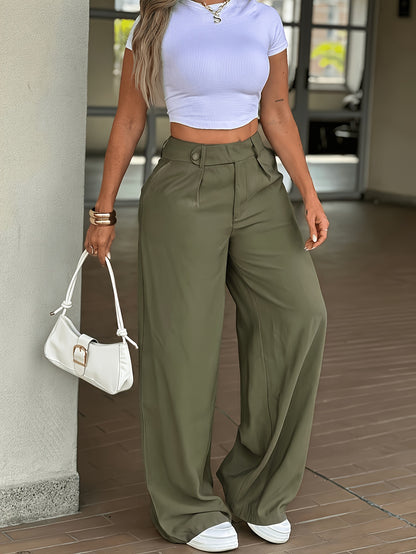 Women's Casual High-Waist Straight-Leg Trousers for Spring Summer