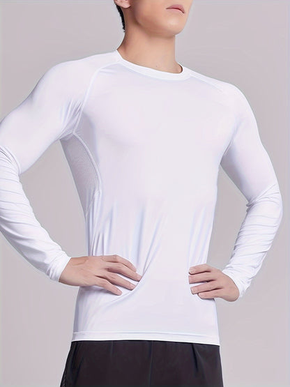 [Formfitting Shirt] Elite Athletic երկարաթև կոմպրեսիոն վերնաշապիկ - բարձր ձգվող, շնչող պոլիեսթեր և սպանդեքս խառնուրդ, պարանոցի պարանոց, անտեսանելի - իդեալական մկանային խմբերի պաշտպանության համար, մեքենայով լվացվող - կապույտ, մարզասրահի հագուստ