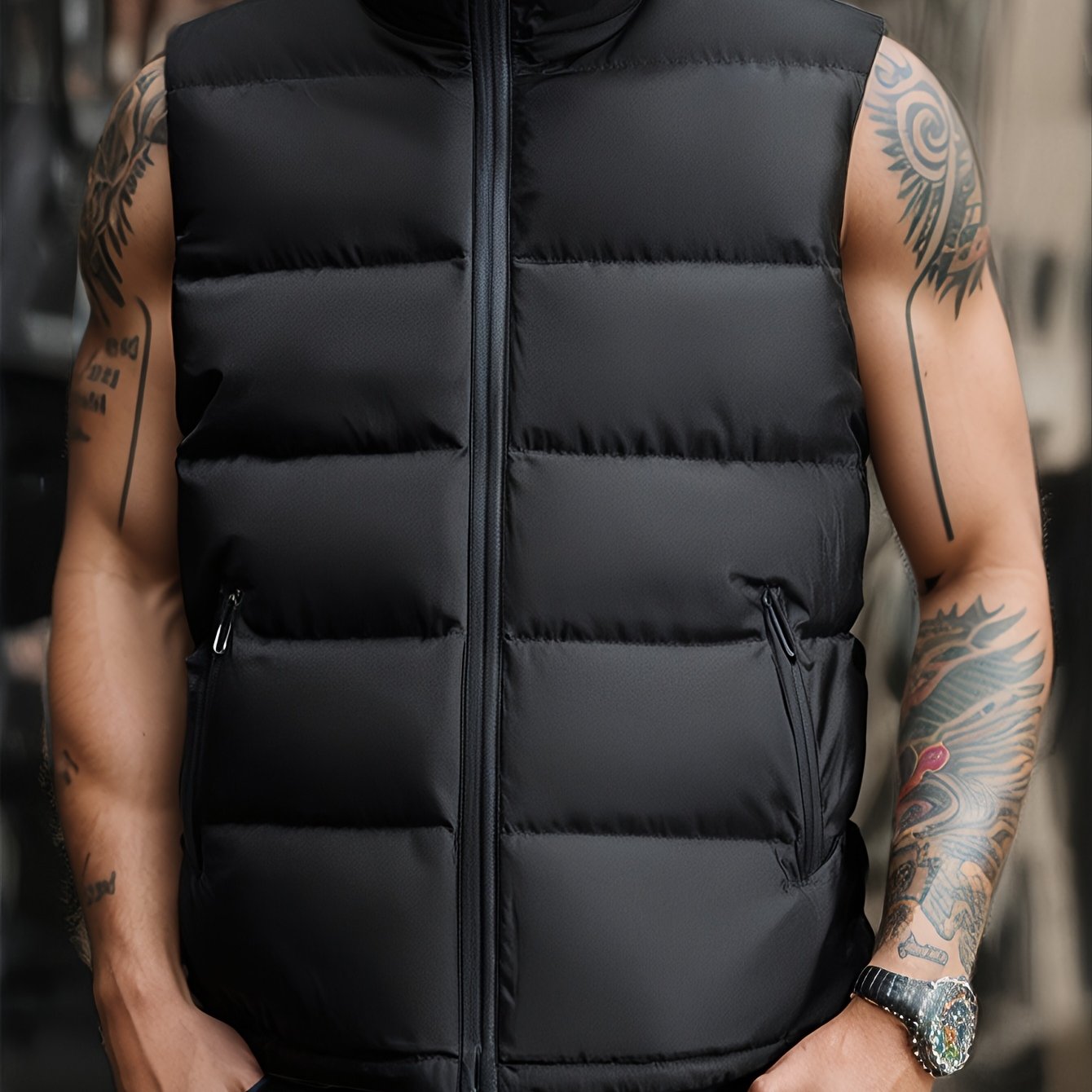 A Stylish New Men'S American-Style Vest, Featuring a Warm And Thick Black Design, Comfortable And Suitable for Winter, Lightweight And Foldable, Perfect for Skiing - ayq