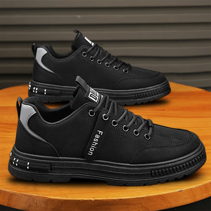 Men's Casual Comfortable Solid Color Sneakers, Wear-resistant Non-slip Skateboard Shoes For Spring And Autumn