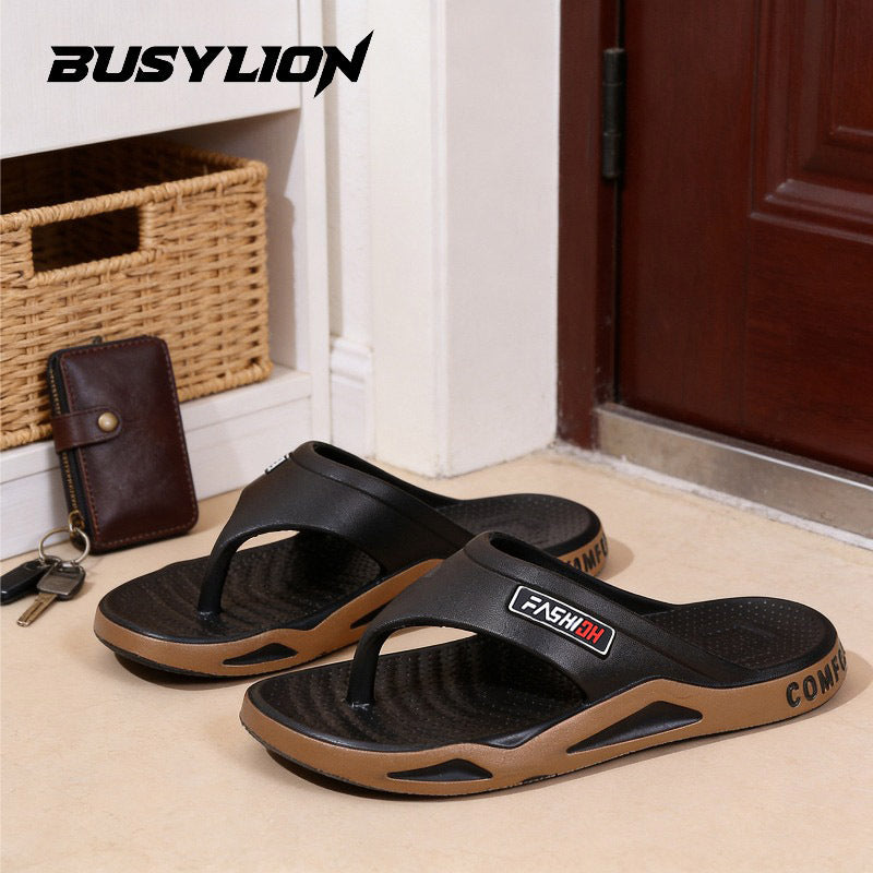 Men's Lightweight Fashion Sandals with Letter Print - Open Toe