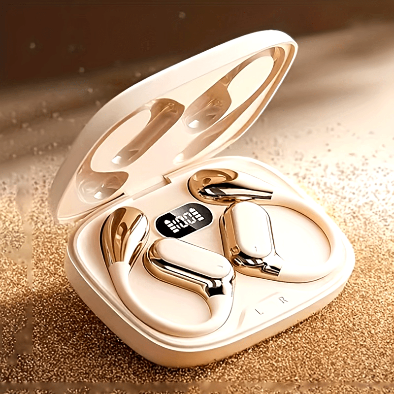 SENBOWE Wireless Earbuds with Digital Display Charging Case - Touch Control, Condenser Mic, Non-Waterproof, Open-Back Design, USB Charging, Type-C, for Gaming & Cellphones, Adult - Plastic Material