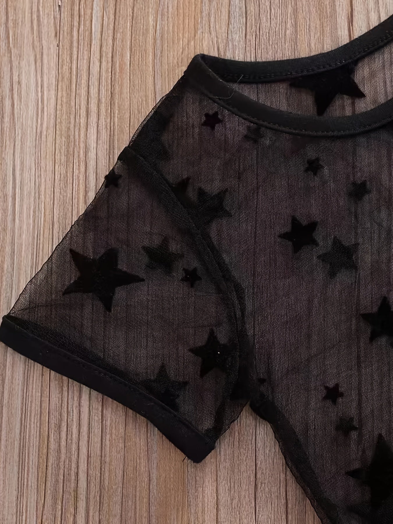Girls Casual Cami Cropped Top &amp; Mesh Star Print T-shirt և ջինսե ջինսե հավաքածու ամառային բացօթյա համար