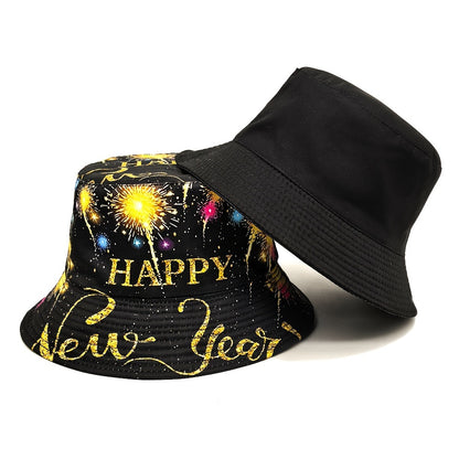 MIACAWOR Dual-Sided New Year's Bucket Hat, Lightweight & Stylish Fisherman Cap for Outdoor Parties