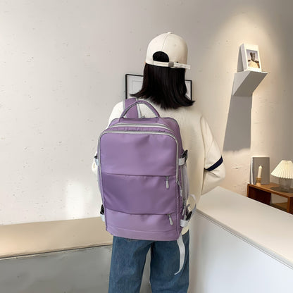 Multi-Functional Travel Backpack for Women, Casual Style, Large Capacity, Lightweight, USB Charging, Adjustable Straps, Shoe Compartment, Zipper Closure, Polyester Lining, Sewing Thread Detail, Wet Wipe Clean, for Business Tr