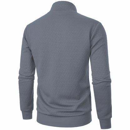 Men's Casual Zip Up Jacquard Jacket, Chic Stand Collar Coat for Spring Fall, Autumn And Winter, Hoodie Top