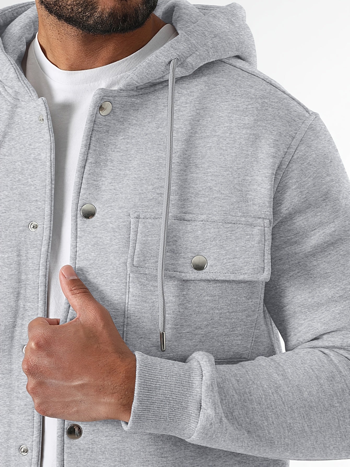 Men's Heavy-Duty Hooded Sweatshirt with Full-Zip Front & Utility Pockets - Olive Green Tactical-Style Outdoor Jacket, Long Sleeve Casual Pullover for Hiking, Camping, Casual Attire - Spring/Fall Layering Essential (Regular Fi