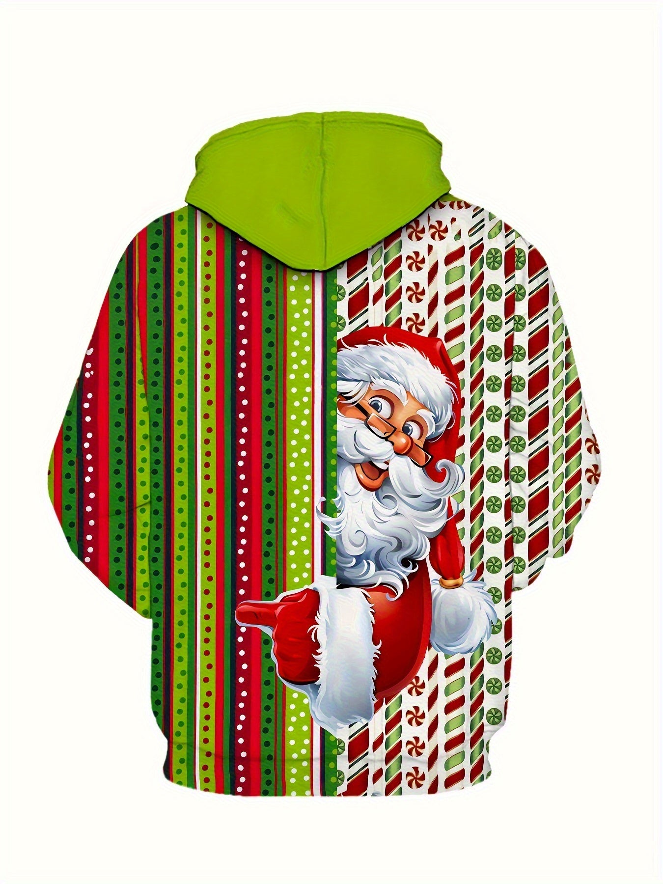 Plus Size Men's Funny Christmas Hoodie- Festive Santa Claus& Snowflake Print, Red& White Holiday Sweatshirt with Pockets, Casual Long Sleeve Pullover for Fall& Winter, Perfect Christmas Gift, Christmas Clothes, PLUS SIZE