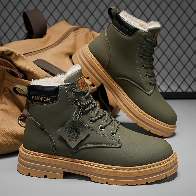 A Pair of Fashionable Men's Boots, Outdoor Warm, Sports Casual Trendy Versatile Shoes for Man