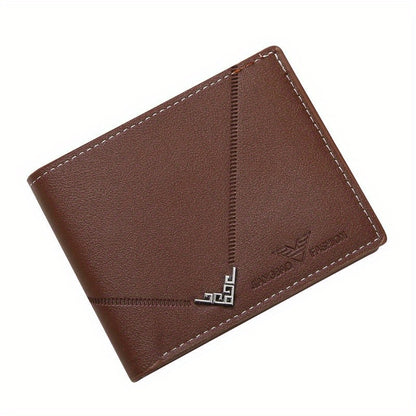 Men's Wallet Short Money Clip, Fashion Multi-card Lychee Pattern Horizontal Splicing PU Leather Clip Christmas Gift