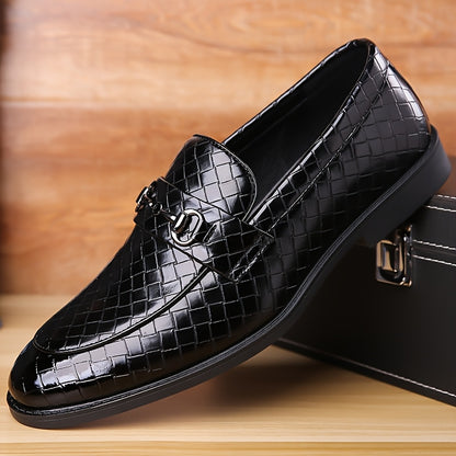Men's Casual Business Shoes with Checkered Pattern, Slip-On Style
