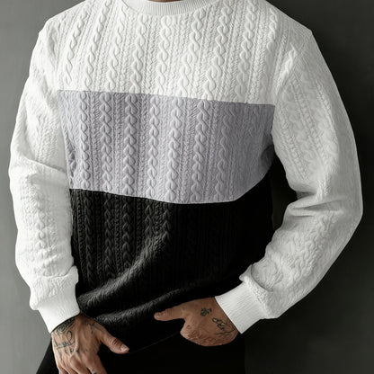 Նոր աշնանային և ձմեռային տղամարդու սվիտեր՝ ժակարդի փոքր սրտիկներով գործվածքից, հարմար է սպորտի, հանգստի, վազքի և ֆիթնես մարզումների համար, ունի երկար թևքեր։