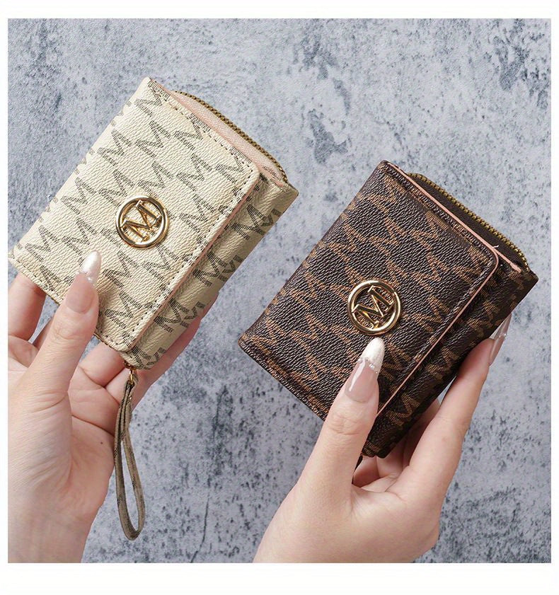 2025 New Women'S Wallet Short Style European and American PU High-end Coin Purse Printed Multi-card Slot Small Wallet Money Clip Card Holder
