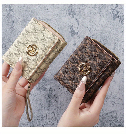 2025 New Women'S Wallet Short Style European and American PU High-end Coin Purse Printed Multi-card Slot Small Wallet Money Clip Card Holder