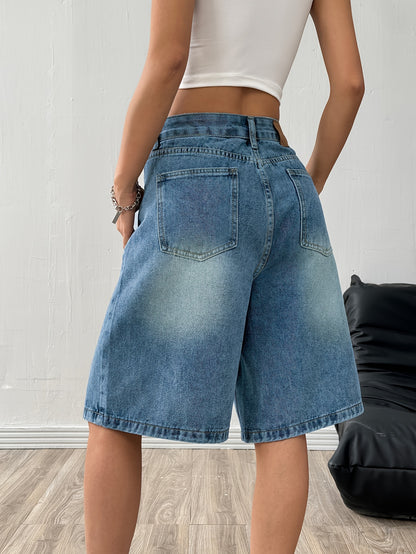 Women’s Casual Wide-Leg Denim Bermuda Shorts for Spring/Summer