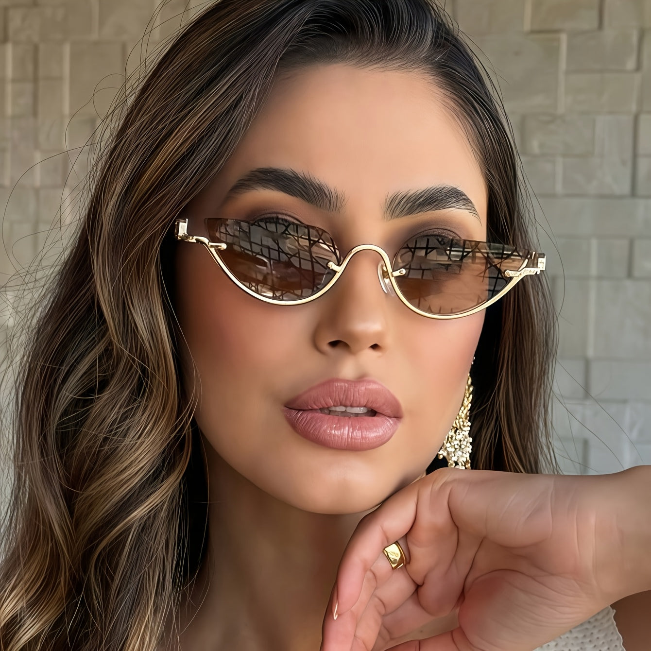 Women’s Retro Half-Frame Cat-Eye Glasses with Tinted Lenses