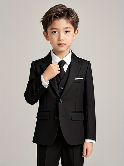 Boys' Formal Suit Set 3pcs - Jacket, Vest & Pants for Fall/Winter
