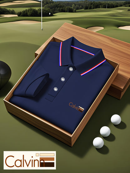 A Single-pc Men'S Polo Shirt with Letter Patterns, Golf Shirt, Breathable Fabric, Cool And Comfortable | Soft And Breathable, Striped Short-Sleeve T-Shirt with Button Details, Solid Color Casual, Regular Fit Multi-Color Set, - ayq