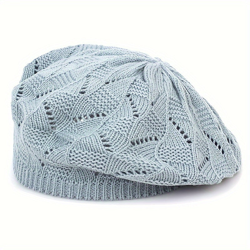 Hollow Out Breathable Beret Hats Casual Solid Color Painter Cap Elastic Berets For Women daily use