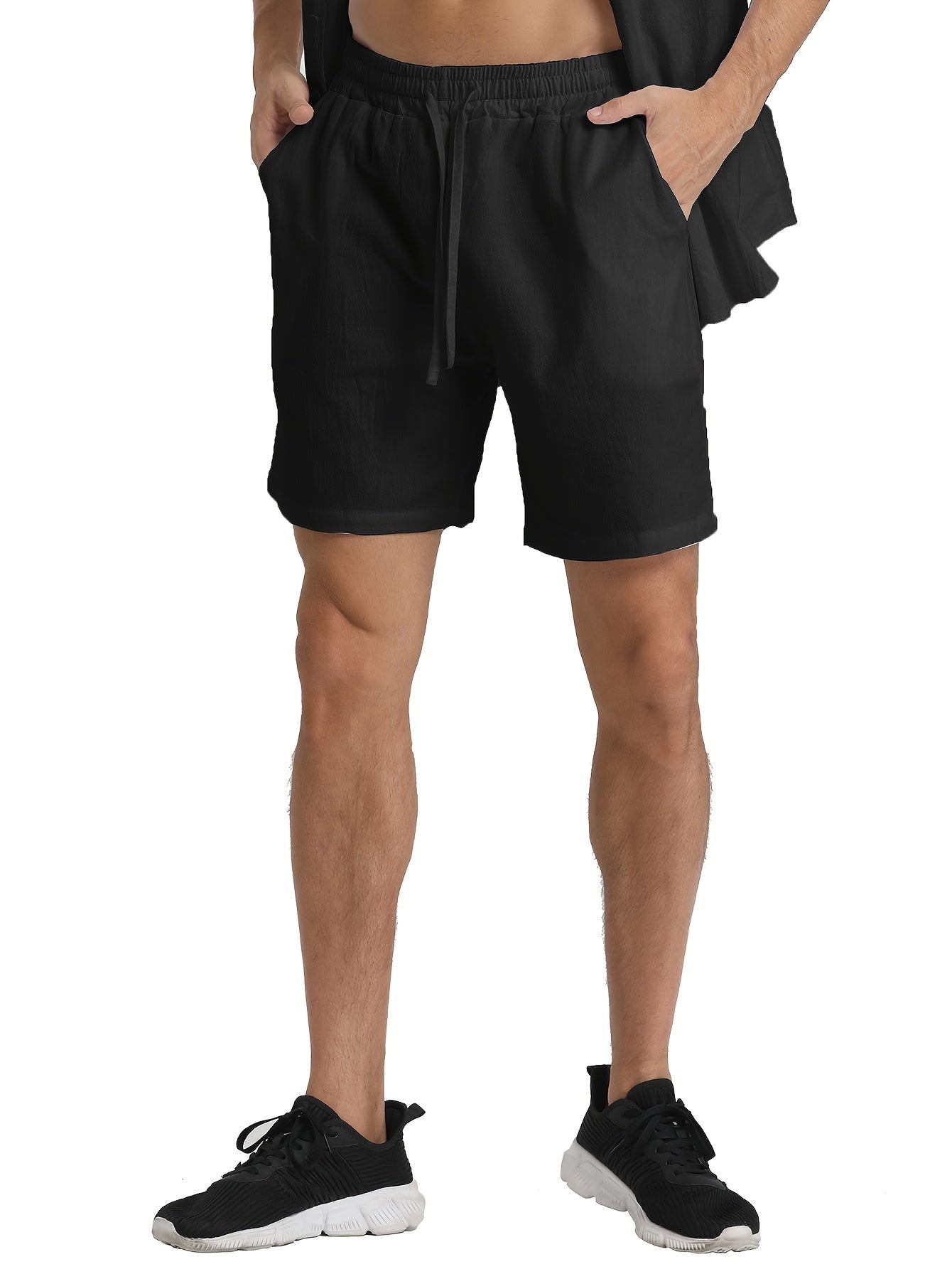 Men's Casual Comfy Cotton Breathable Active Shorts, Chic Drawstring Beach Shorts