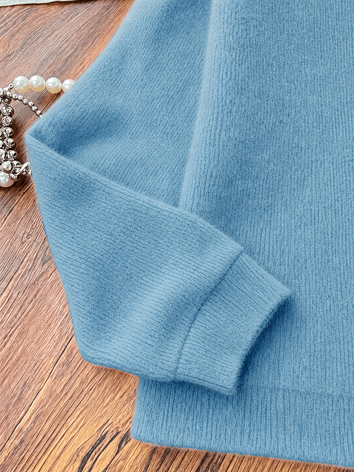 Women's Plush Long Sleeve Crew Neck Sweater - Casual Warm Pullover