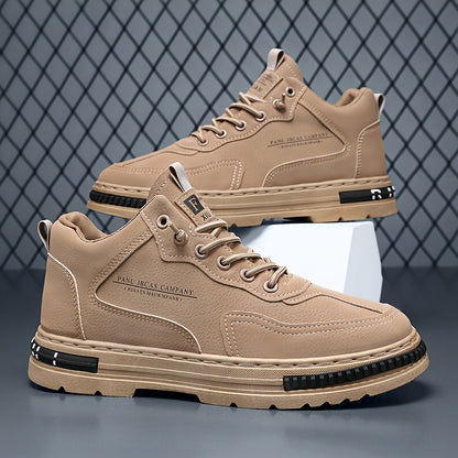 Men's Trendy Mid Top Skate Shoes, Durable Comfy Walking Shoes For Outdoor All Seasons - Traveling Hiking Activities