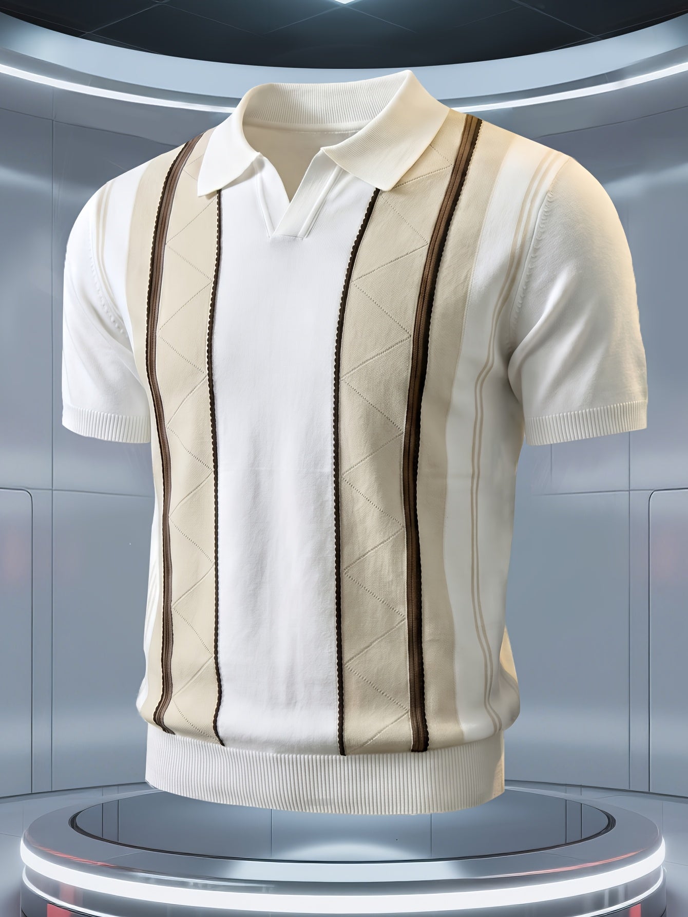 Men's Knit Short-Sleeve Polo Shirt with Breathable Mesh Design