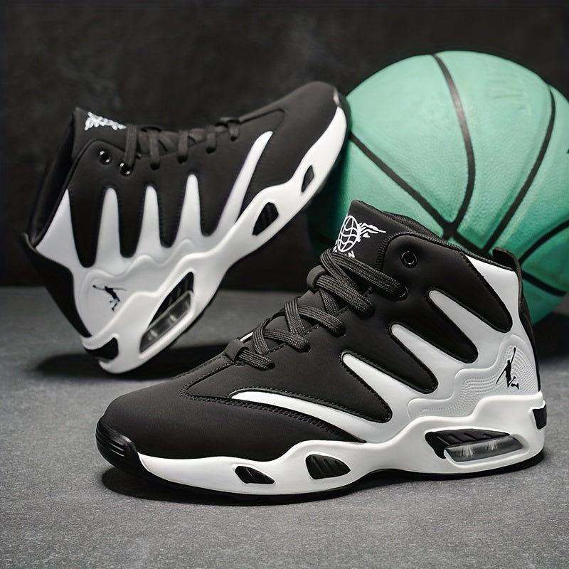 Men's High-Top Basketball Shoes Lightweight Breathable PU Sneakers