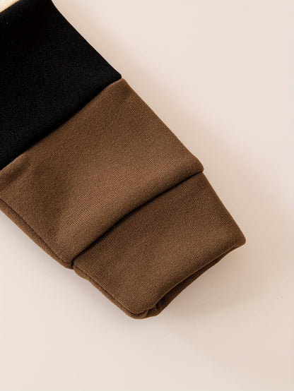 Աշնանային ձմեռային նոր, հաստ, կլոր վզով սվիտեր, երկար թևքերով, 3 գույնանի, պատչվորք, խաչաձև նախշերով, տառերով պատչ, տաք, հարմարավետ, առօրյա, բազմակողմանի սպորտային տաբատ, 2 հատանոց հավաքածու, DONABEBE, բացօթյա օգտագործման համար