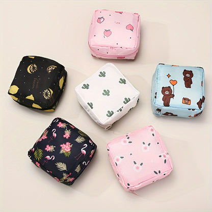 Cartoon Sanitary Napkin Storage Bag, Menstrual Cup Pouch Nursing Pad Holder Tampon Bags Feminine Product Pouches Portable Period Kit Bag For Girls Women