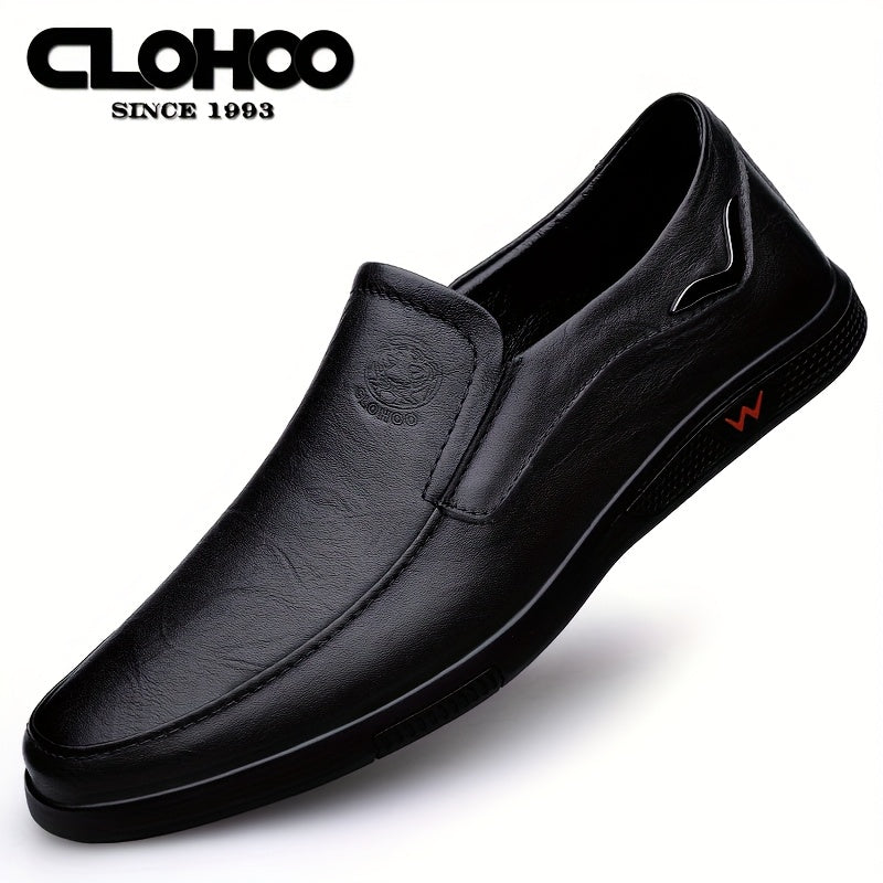 Men's Slip-On Loafers Cowhide Rubber Sole Business Casual Shoes