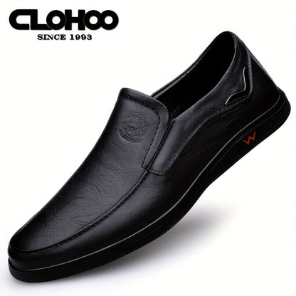 Men's Slip-On Loafers Cowhide Rubber Sole Business Casual Shoes