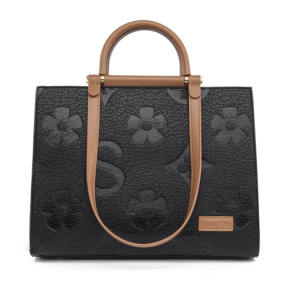 Women's Large Capacity Minimalist Black PU Crossbody Bag