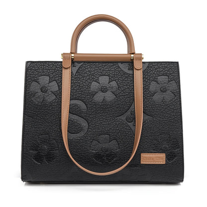 Women's Large Capacity Minimalist Black PU Crossbody Bag