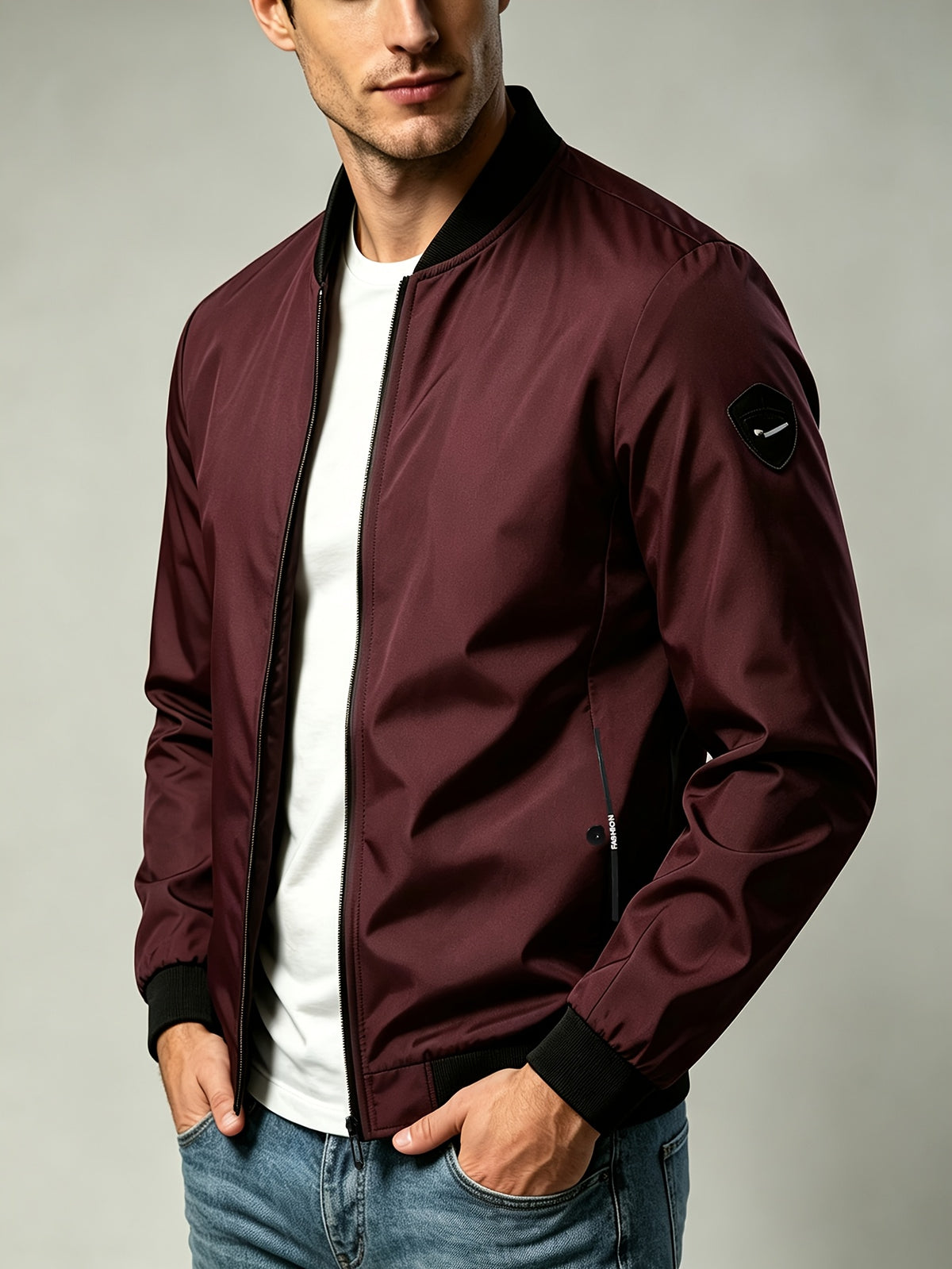 Men's Lightweight Windproof Baseball Jacket for Spring and Fall