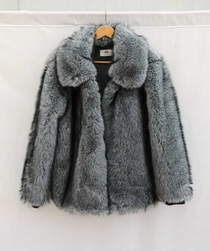 Men'S Faux Fur Coat with Imitation Fur Lining, Square Neck Zipper Short Winter Windproof Warm Loose Casual Jacket for Young Style