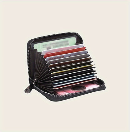 1pc Men'S Casual Faux Leather Wallet & Business Card Case, Black, Universal, PU Material, Smooth, Durable, Multi-Purpose, Large Capacity, with Multi-Card Slot, ID Card Bag, Zipper Pocket, Stylish, Safe, Anti-Degaussing, for D