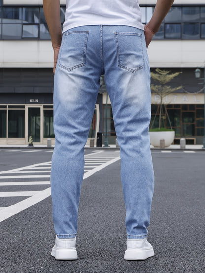 Men's Straight Leg Denim Pants, Men's Classic Design Jeans, Versatile For Four Seasons Wear