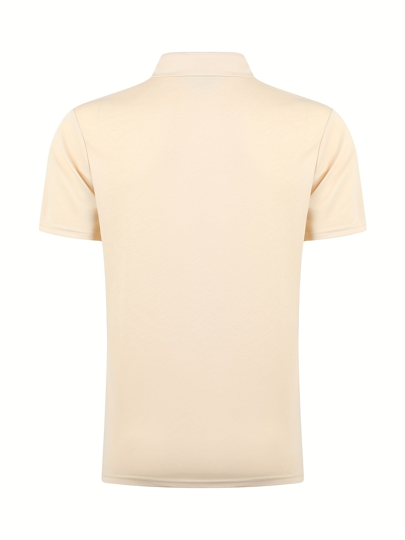 [Golf Apparel] Men's Classic White Shirt - Casual Summer Style with Short Sleeves, Zipper Collar, and Stretch Polyester Fabric - Perfect for Streetwear & Golf