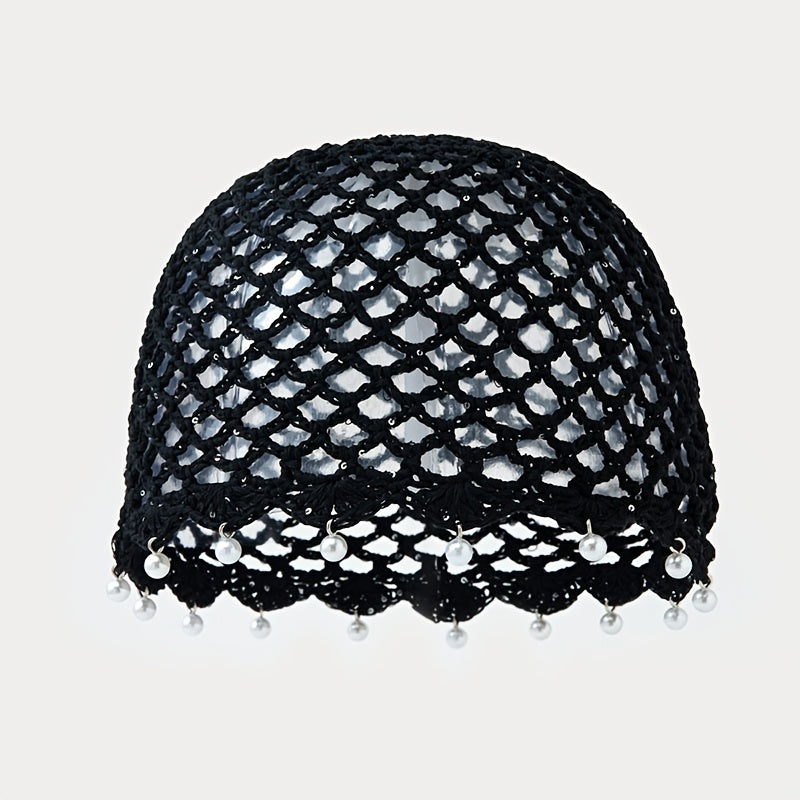 Breathable Sequin Pearl Acrylic Hat for Valentines Day