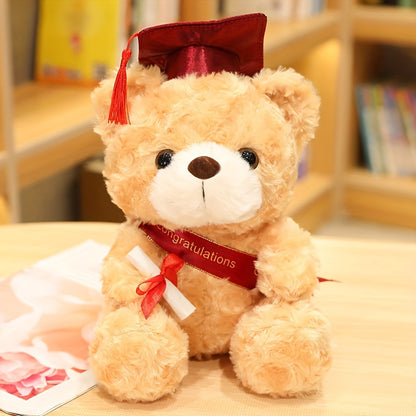 1 Graduation Bear Plush Toy, 23cm/9.1in, Two Colors Available. Ideal as a Gift for Halloween, Thanksgiving, Christmas, New Year, Valentine's Day, Mother's Day, Carnival, Easter, and Graduation Season. Suitable for Living Room