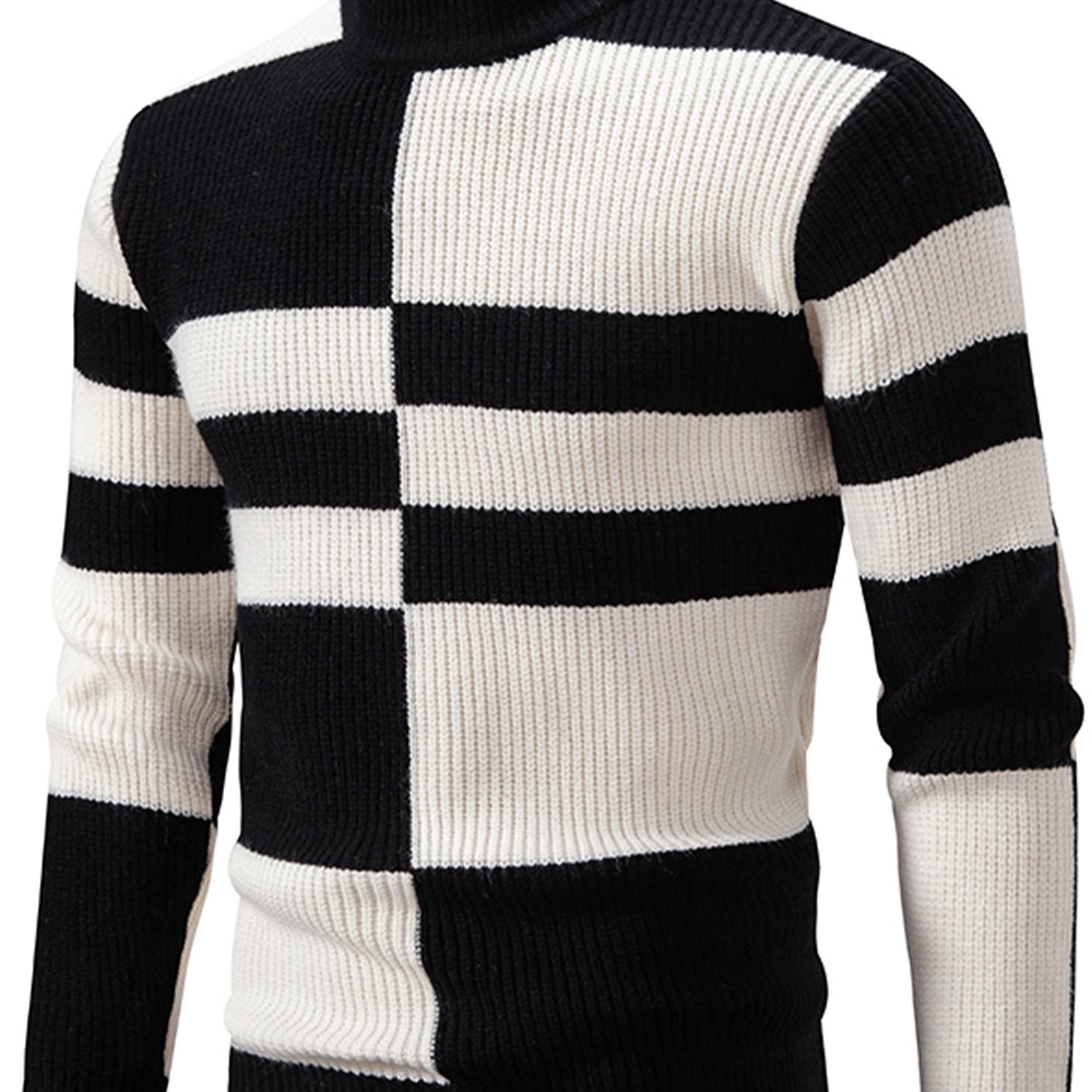 Men'S Color Block Crew Neck Sweater | Casual Style, Thick Acrylic Fabric, Regular Fit for Fall/Winter