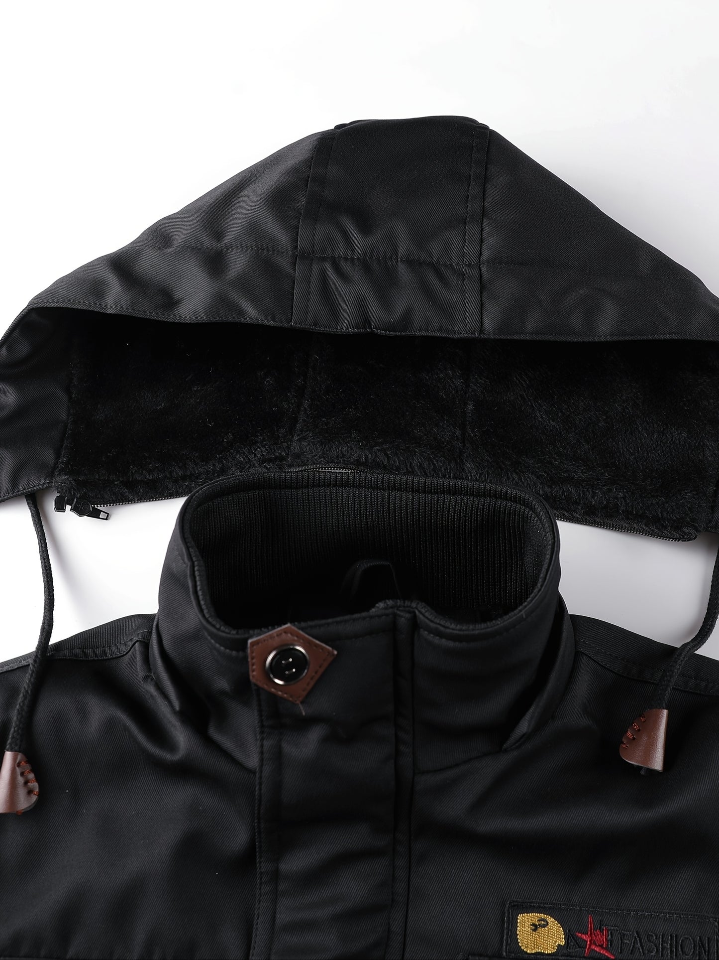 Men'S Winter Fleece-Lined Military-Style Jacket - Thickened Zip-Up Coat with Large Pockets, Olive Green Casual Winter Coat for Outdoor Activities, Winter Coats, Durable Fabric Coat