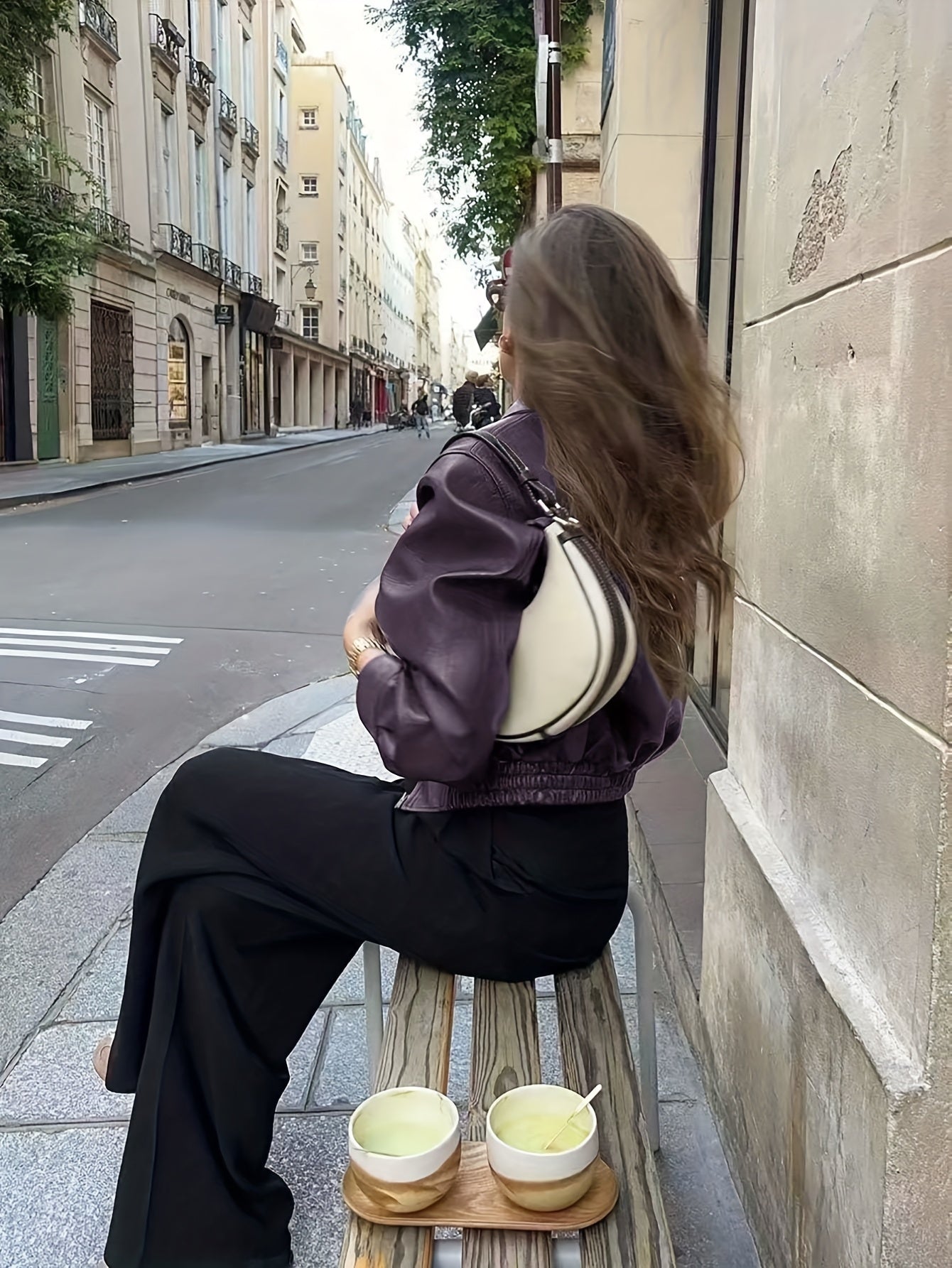 Women's Burgundy Retro-Casual Cropped Jacket with Lapel & Zipper