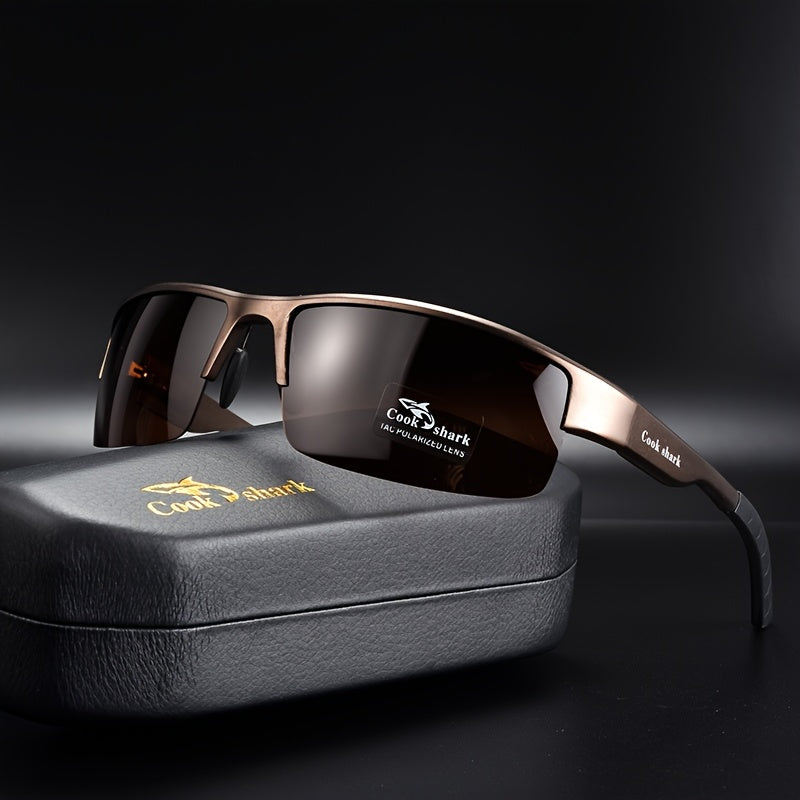 Men's Lightweight Retro Fashion Glasses with Dark TAC Lenses