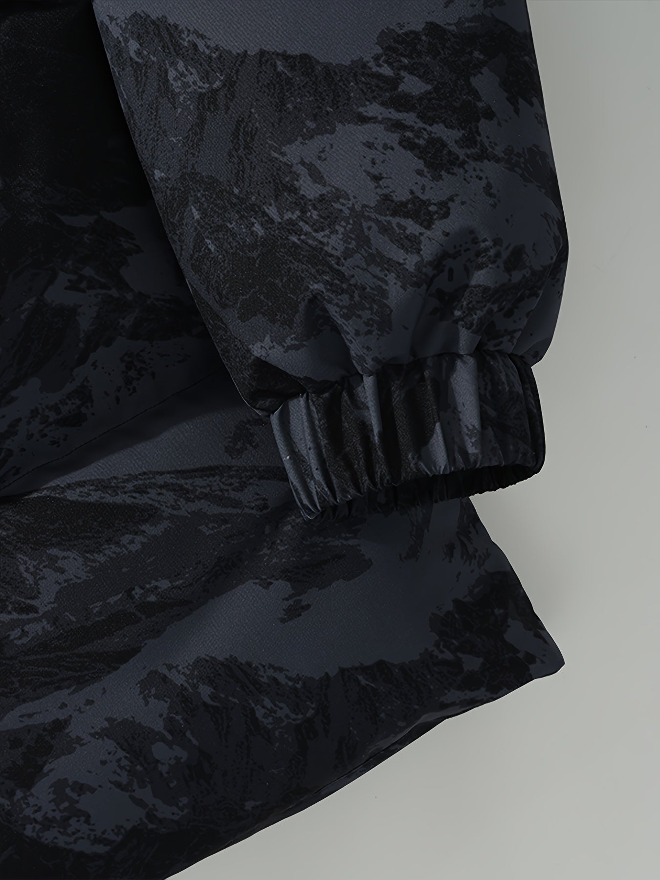 Men's Winter Mountain Camo Hooded Jacket with Insulating Polyester Fill - Stand Collar & Zippered Pockets, Machine Washable Outdoor Coat for Hiking, Camping, Casual Wear - White/Black/Gray (Regular Fit) by Ocean Muai Xing